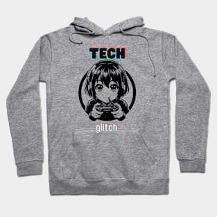 tech glitch anime girl Hoodie